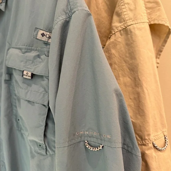 Columbia Men's Lightweight Tan and Blue fishing shirts - Picture 3 of 11
